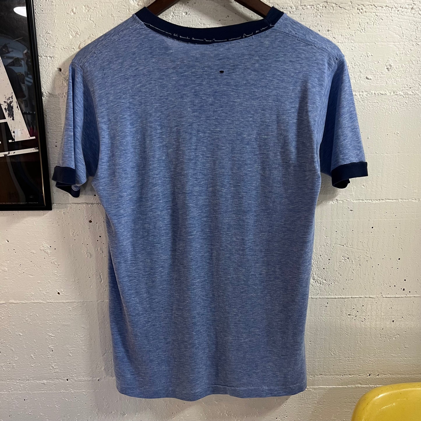 True Vintage 70's/80's U.S.S. Lockwood FF-1064 50/50 Blend Ringer T-Shirt - Size Medium - Made In USA - Heather Blue