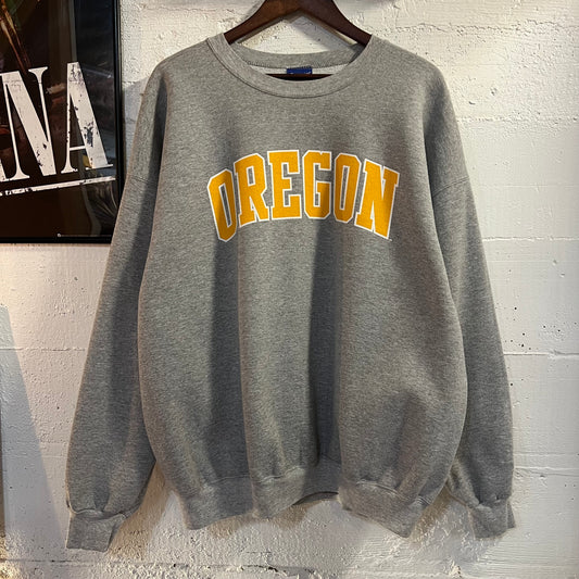 Vintage 2000’s Champion University Of Oregon Crewneck Sweatshirt - Size XXL - Heather Grey/Yellow/White