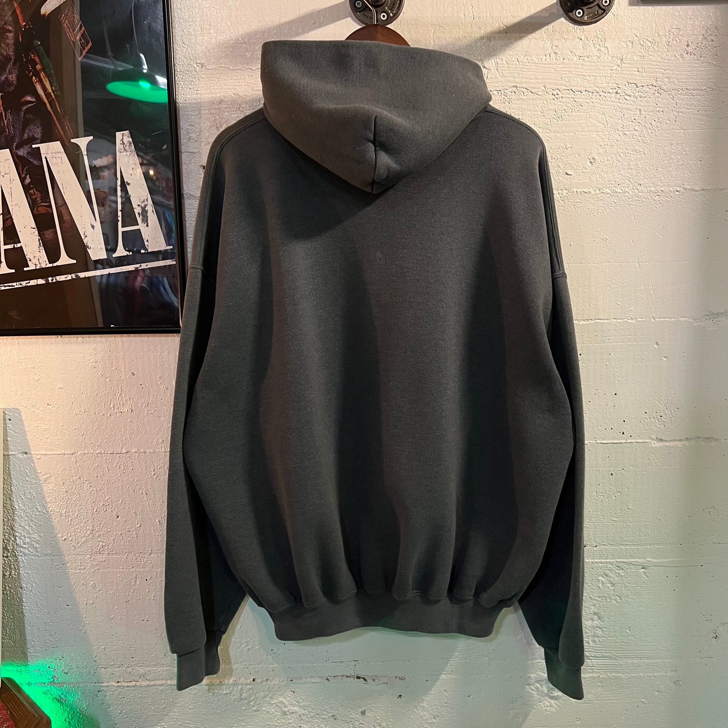 Vintage Russell Athletic Blank Full Zip Hoodie Sweatshirt - Size XL - Dark Grey