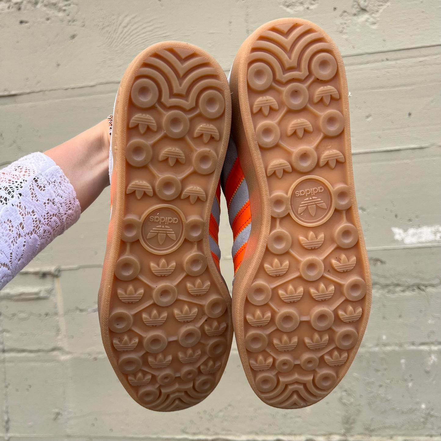 *Pre-Owned* Adidas Gazelle Indoor 'Wonder Blue' Sneakers - Size 9M/10.5W - Wonder-Blue/Orange/Gum - JH5405