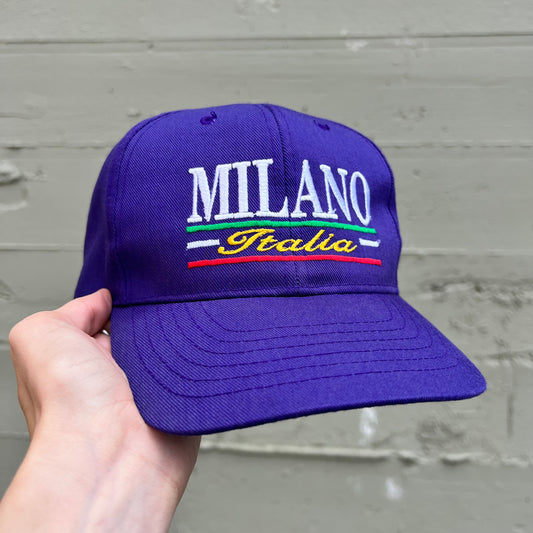 Vintage Embroidered Milano, Italia Snap Back Hat - One Size Fits All - Purple/Multi