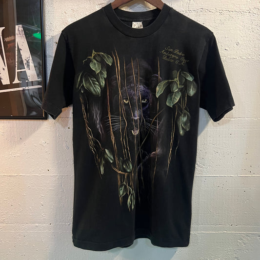 Vintage San Pedro 'Belize' Panther Single Stitch T-Shirt - Size Medium - Black/Multi