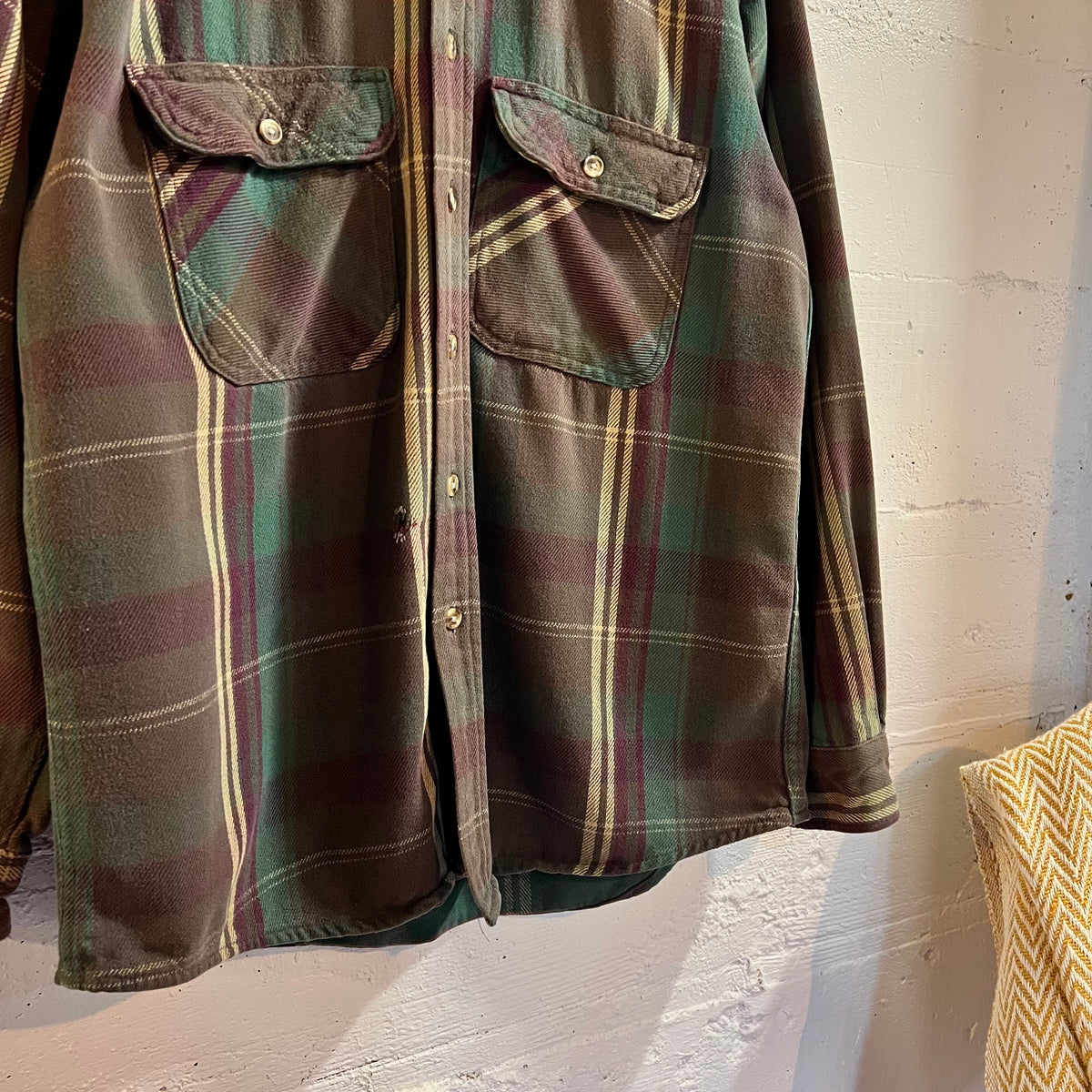 Vintage 90’s Five Brothers Tartan Plaid Flannel - Size Large - Made In USA - Purple/Brown/Green/Tan