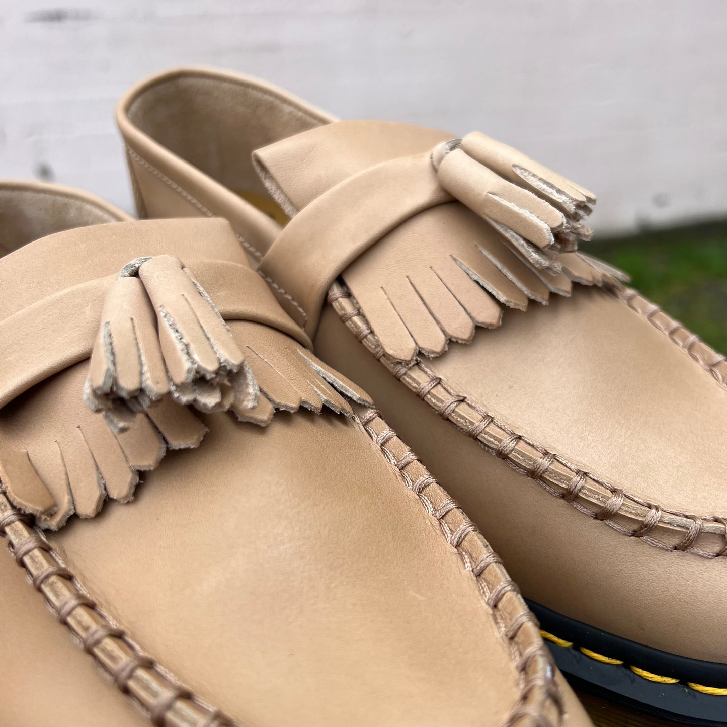 Dr. Martens Adrian Carrara Leather Tassel Loafers - Size 10M/9W - Beige/Carrara