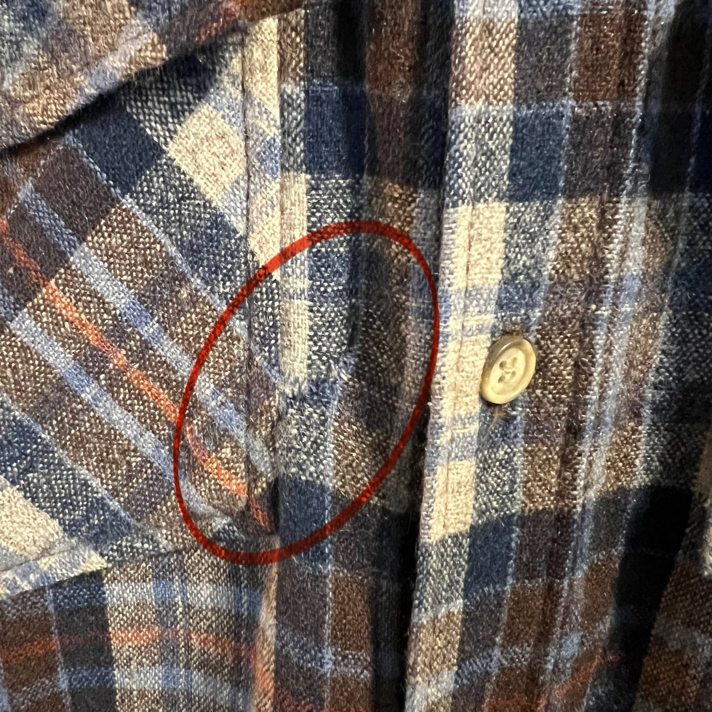 Vintage 1970's Woolrich Wool Plaid Flannel Shirt - Size Medium - Made In USA - Blue/Orange/Gray