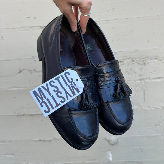 Vintage Nunn Bush Leather Dress Flex Kiltie Tassel Loafers - Size 8.5M - Black