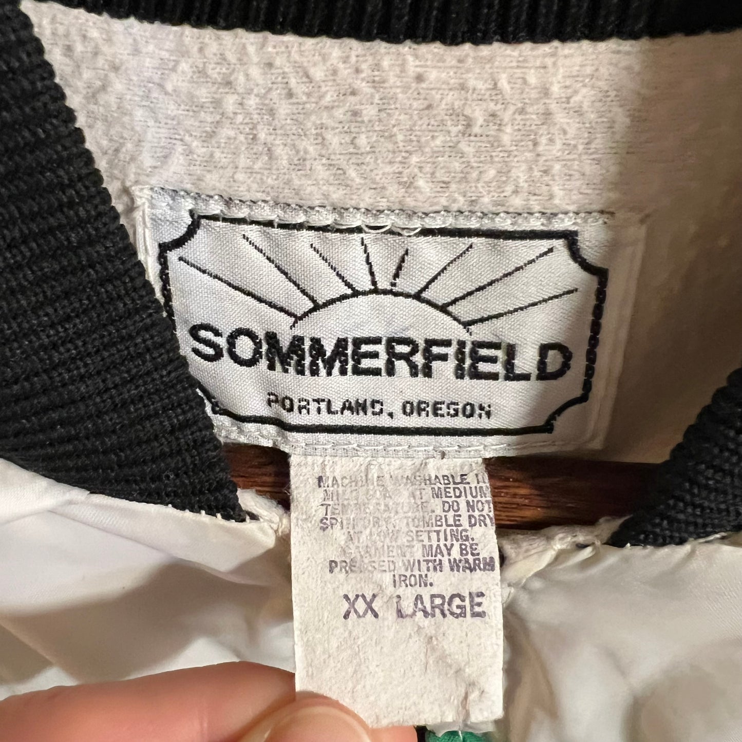 Vintage 90's Sommerfield Rainier Swimming Pullover Varsity Hooded Windbreaker Jacket - Size XXL - Made In USA - White/Green/Black