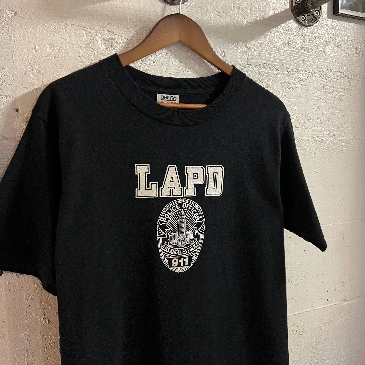 Vintage 90’s LAPD Los Angeles Police Single Stitch T-Shirt - Size Large - Made In USA - Black/White