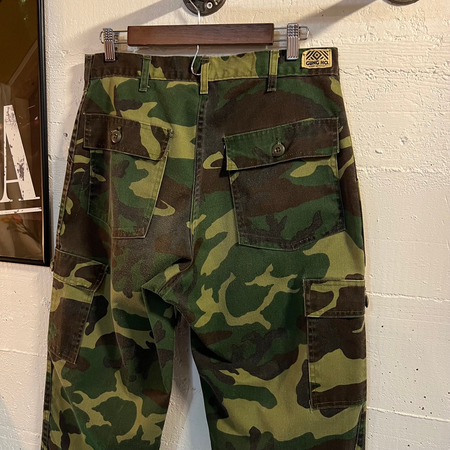 Vintage Burk Gung Ho Woodland Camo Fatigue Field Pants - Size 32" - Made In USA