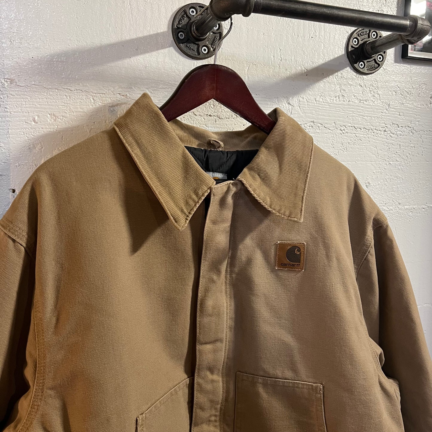 Vintage Carhartt Arctic Detroit Quilt Lined Jacket - Size L/XL - J22 SDL - Beige - Made In USA
