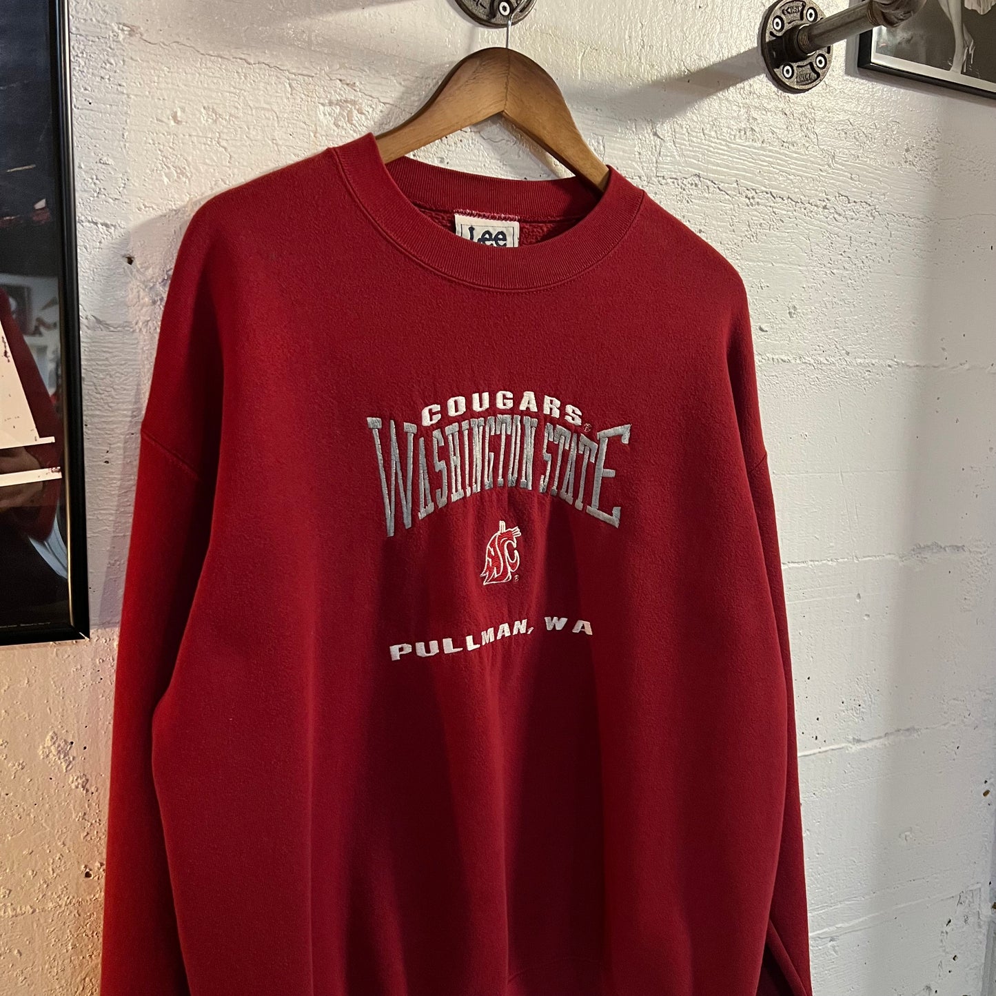 Vintage 90's WSU Cougars Embroidered Crewneck Sweatshirt - Size Large - Made In USA - Nutmeg Mills