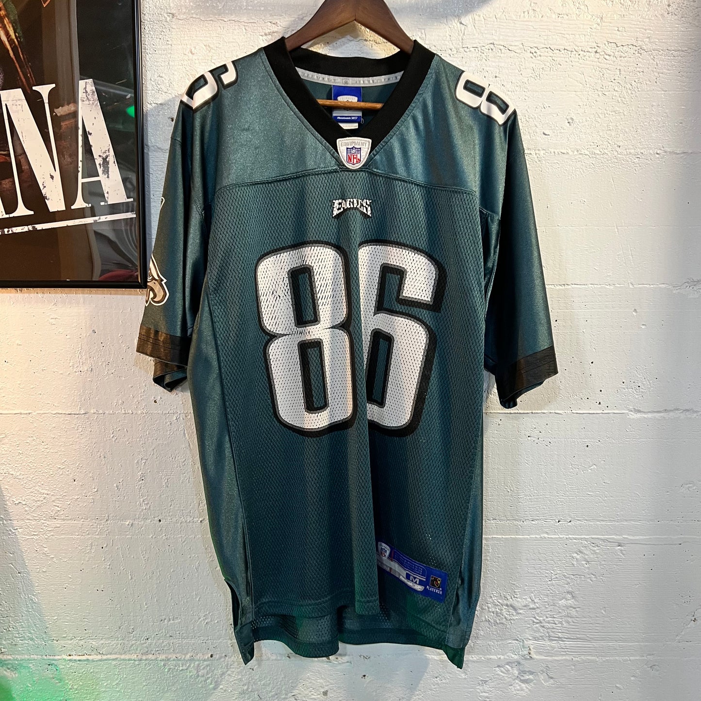 Vintage Philadelphia Eagles Reggie Brown #86 Reebok Equipment Football Jersey - Size Medium - Midnight Green/White