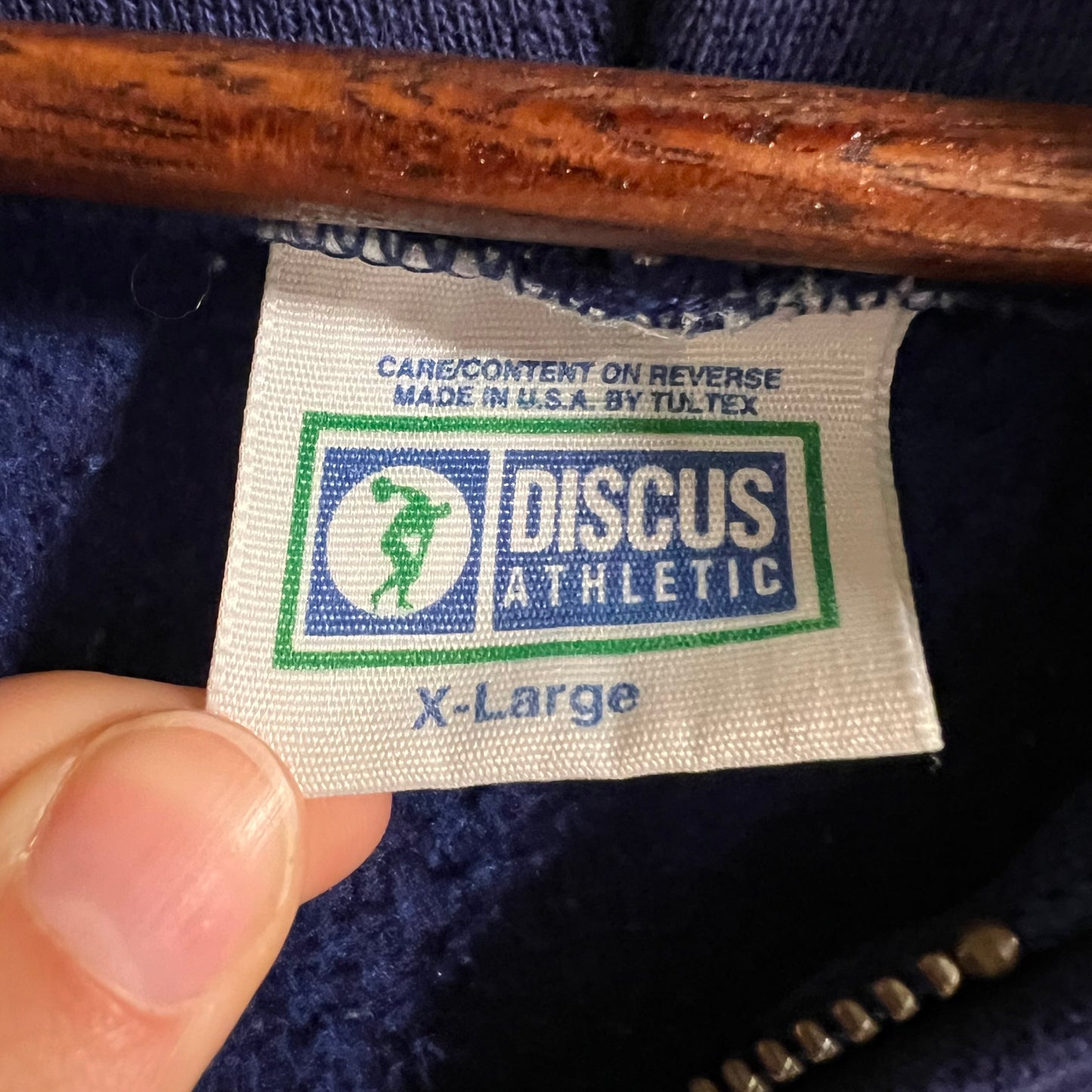 Vintage 90's Homegrown Pop Punk Band Discus Athletic Zip-Up Sweatshirt - Size XL - Made In USA - Navy