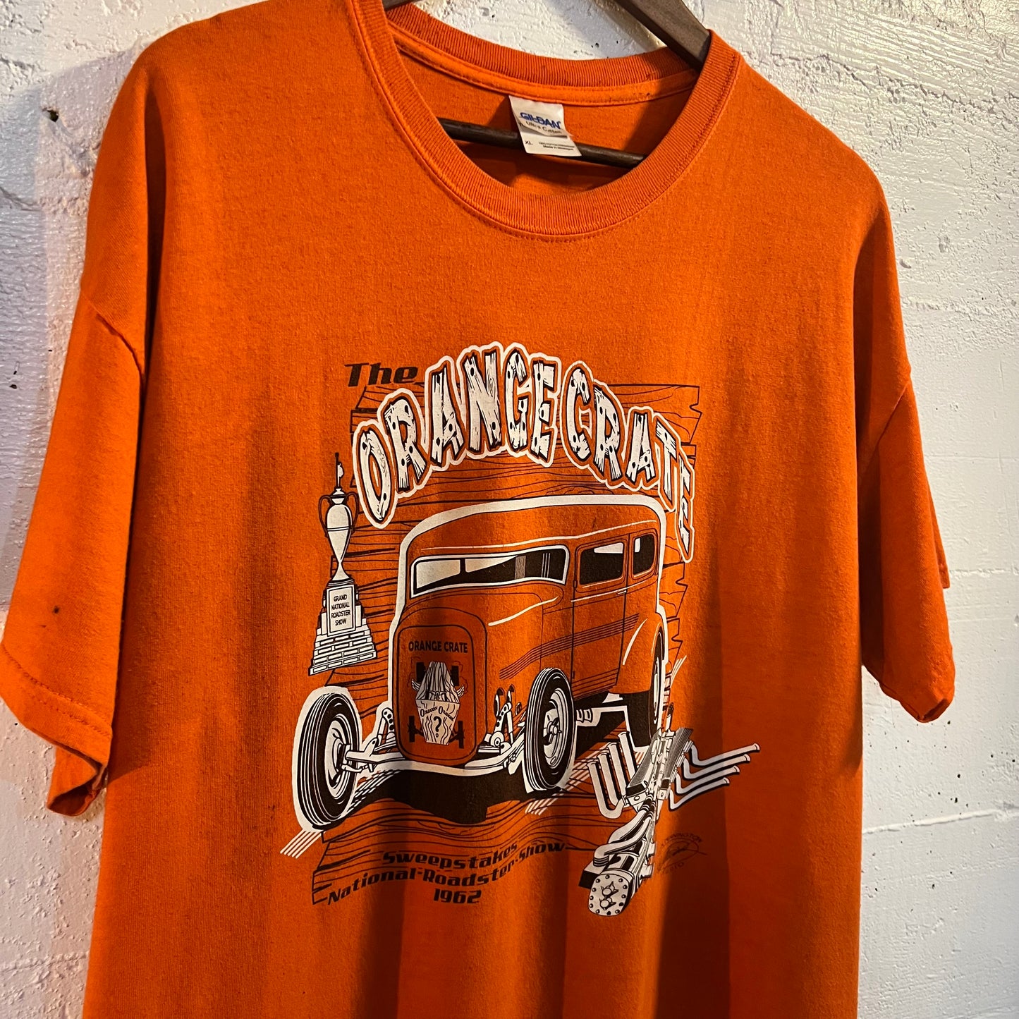 Vintage Distressed Sweepstakes National Roadsters Show T-Shirt - Size XL - Orange/White/Black