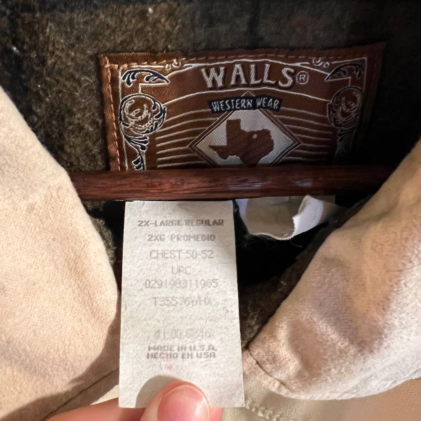 Vintage Distressed Walls Western Wear Blanket Lined Zip-Up Jacket - Size 2XL - Made In USA - Tan/Earth Toned