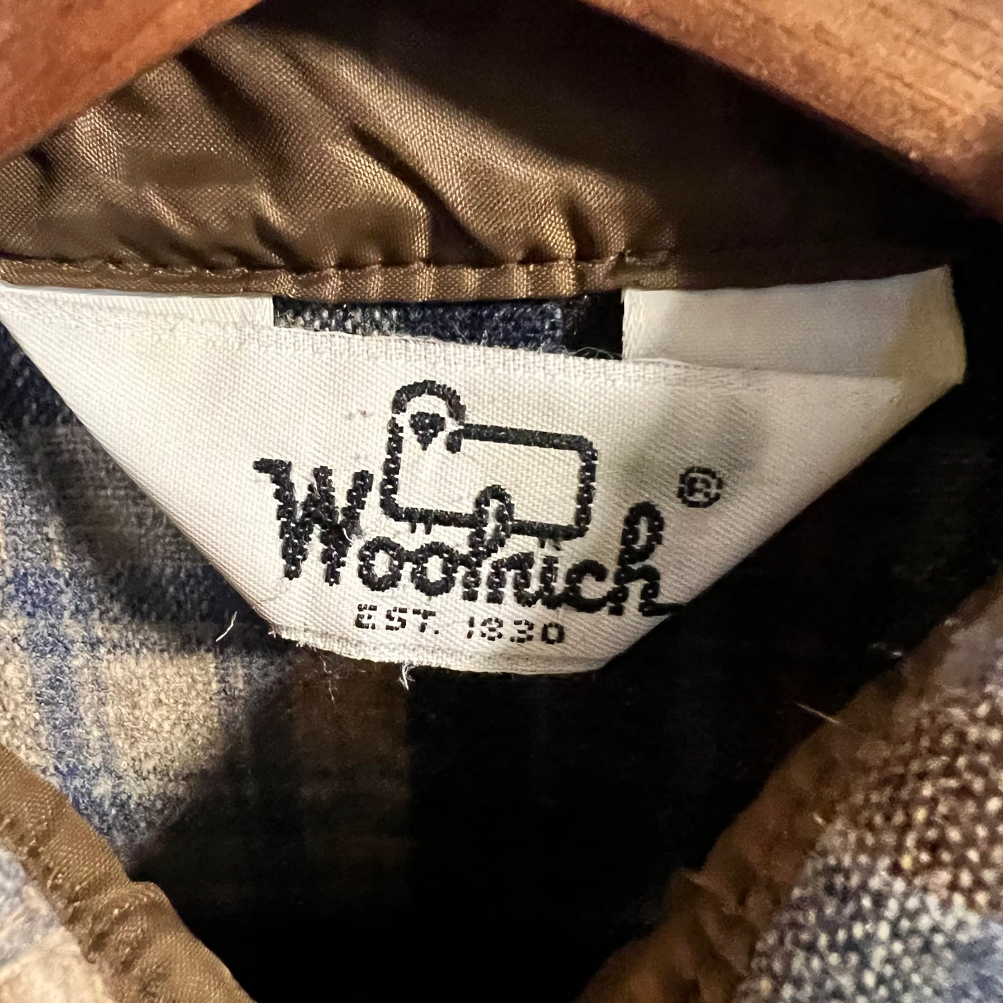Vintage 1970's Woolrich Wool Plaid Flannel Shirt - Size Medium - Made In USA - Blue/Orange/Gray