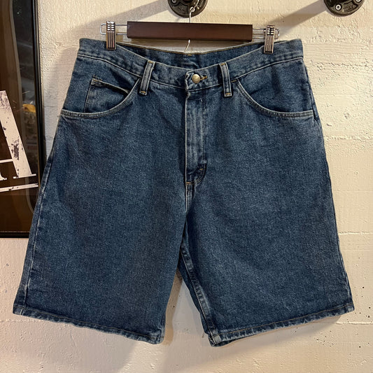 Vintage 2000's Wrangler Mid Wash Denim Jean Shorts - Size 33" - Mid Blue Indigo - 100% Cotton