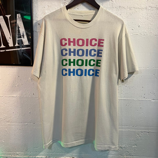 Vintage 90's Distressed Single Stitch 'Choices' T-Shirt - Size XL - White
