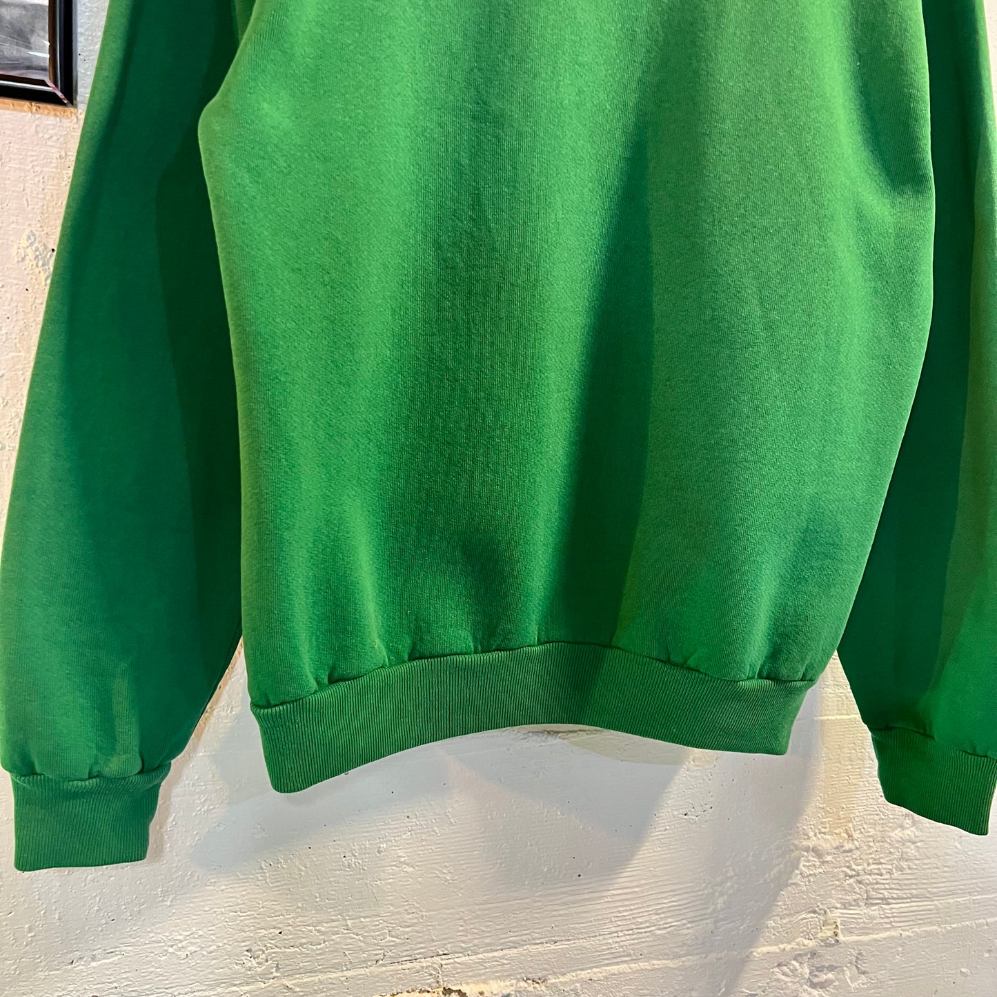 Vintage 1980's Distressed Russell Athletic Huskies Collegiate Crewneck Sweatshirt - Size Medium - Made In USA - Green/White/Black