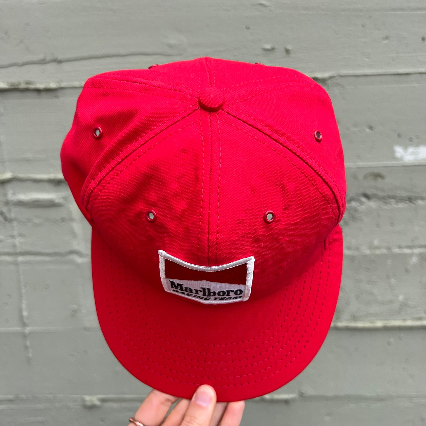 Vintage 80's Marlboro Racing Team Snapback Hat - O/S - Made In USA - Red/White