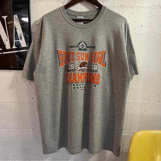 Vintage 2006 Oregon State Beavers Brut Sun Bowl Champions T-Shirt - Size XL - Heather Grey/Orange/Black/White