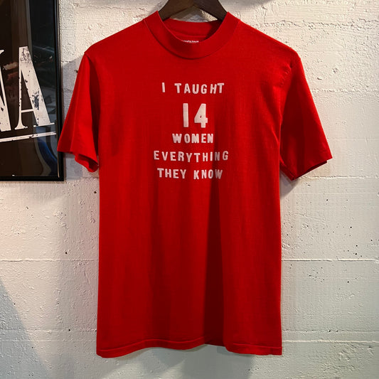 True Vintage 1970's Hanes Single Stitch Funny Saying T-Shirt - Size Medium - Made In USA - Red