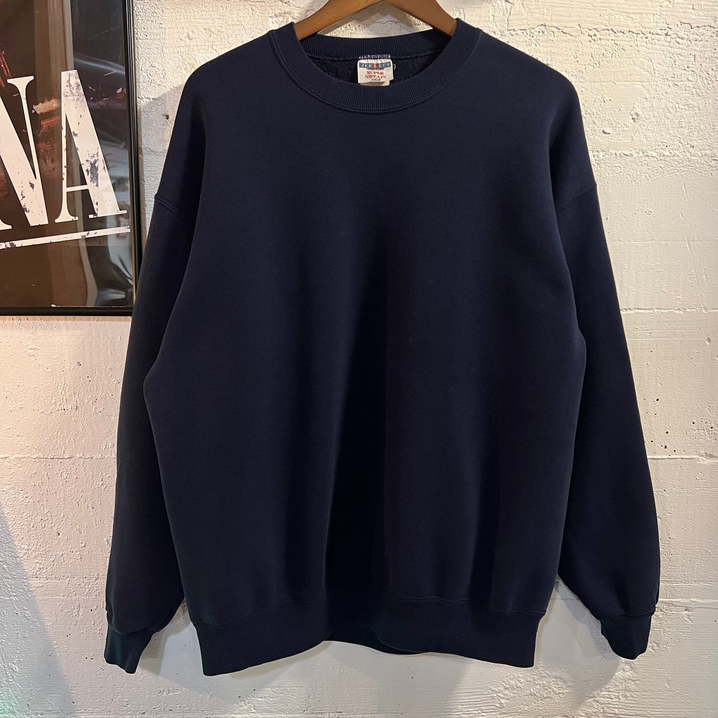 Vintage 90's Jerzees Blank Crewneck Sweatshirt - Size XL - Navy