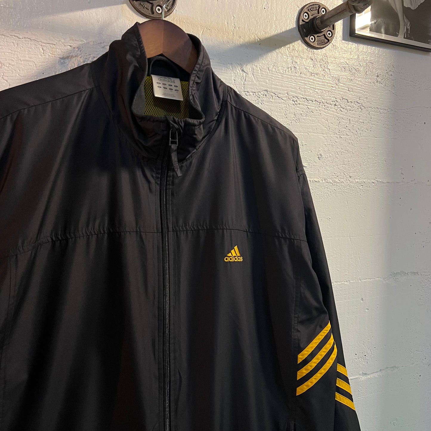 Vintage 2003 Adidas Embroidered Full Zip Windbreaker Jacket - Size Large - Navy/Yellow