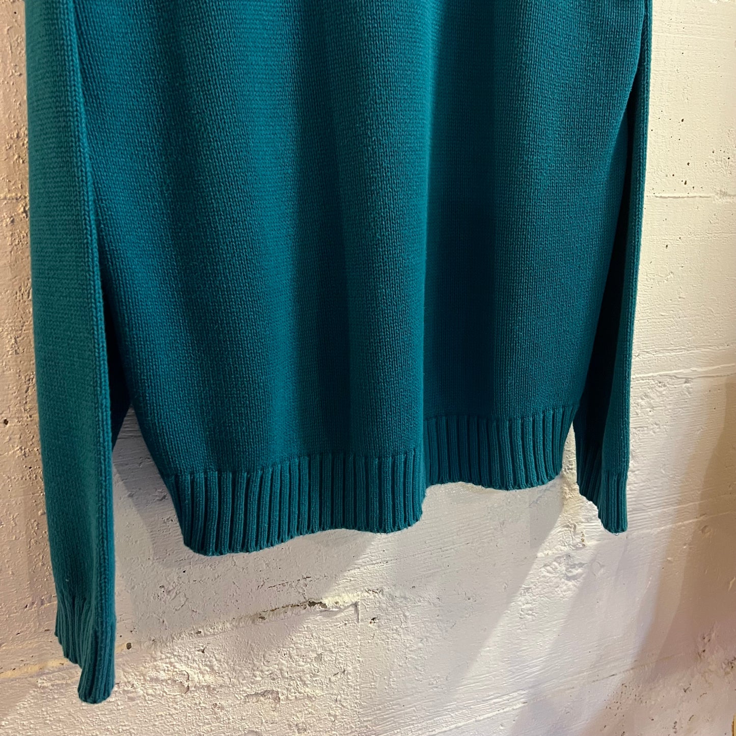 Vintage 90's Eddie Bauer Knit Cotton Crewneck Sweater - Size Large - 100% Cotton - Teal