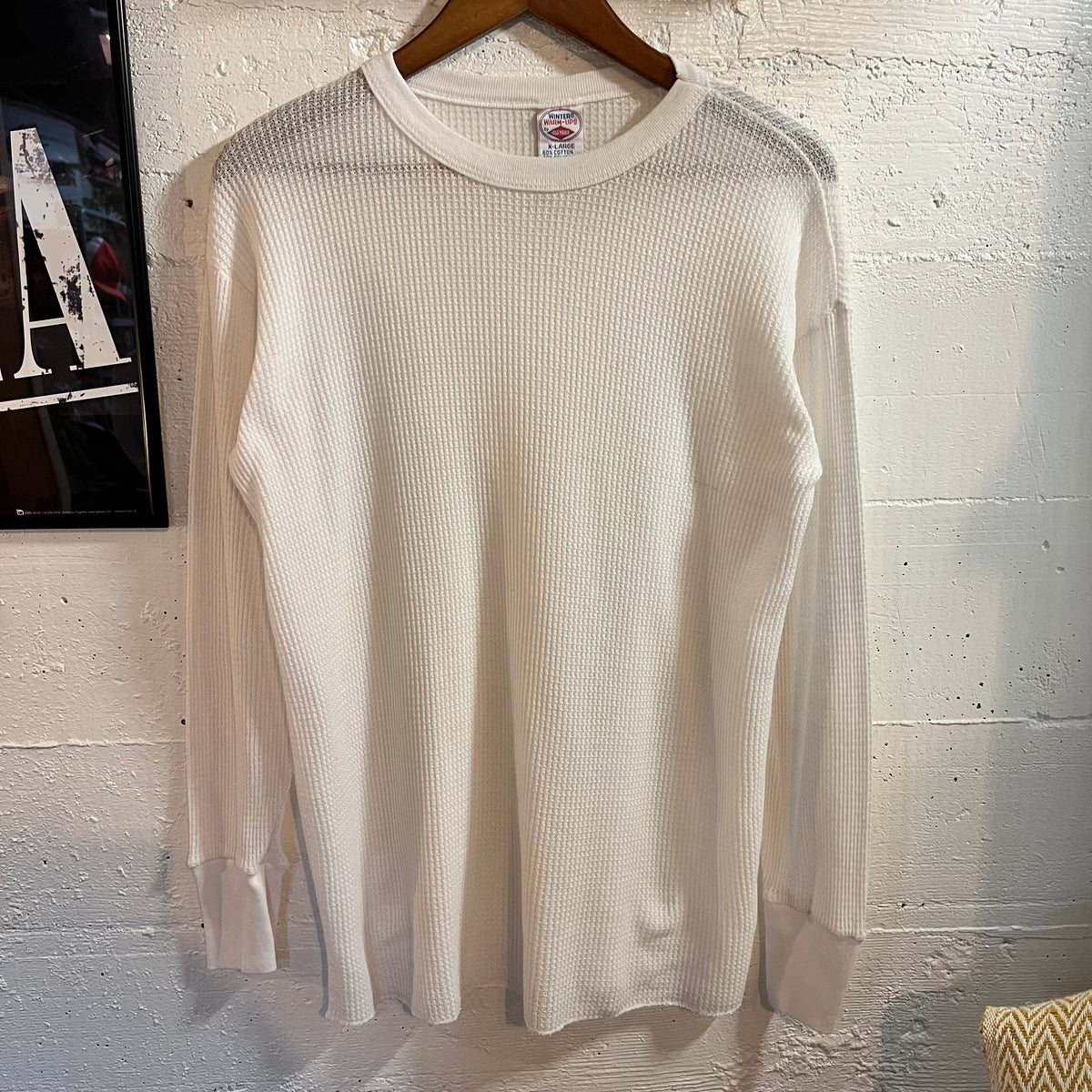 Vintage 80’s Winter Warm-Ups By Big Yank Waffle Knit Long Sleeve Thermal Shirt - Size XL - White