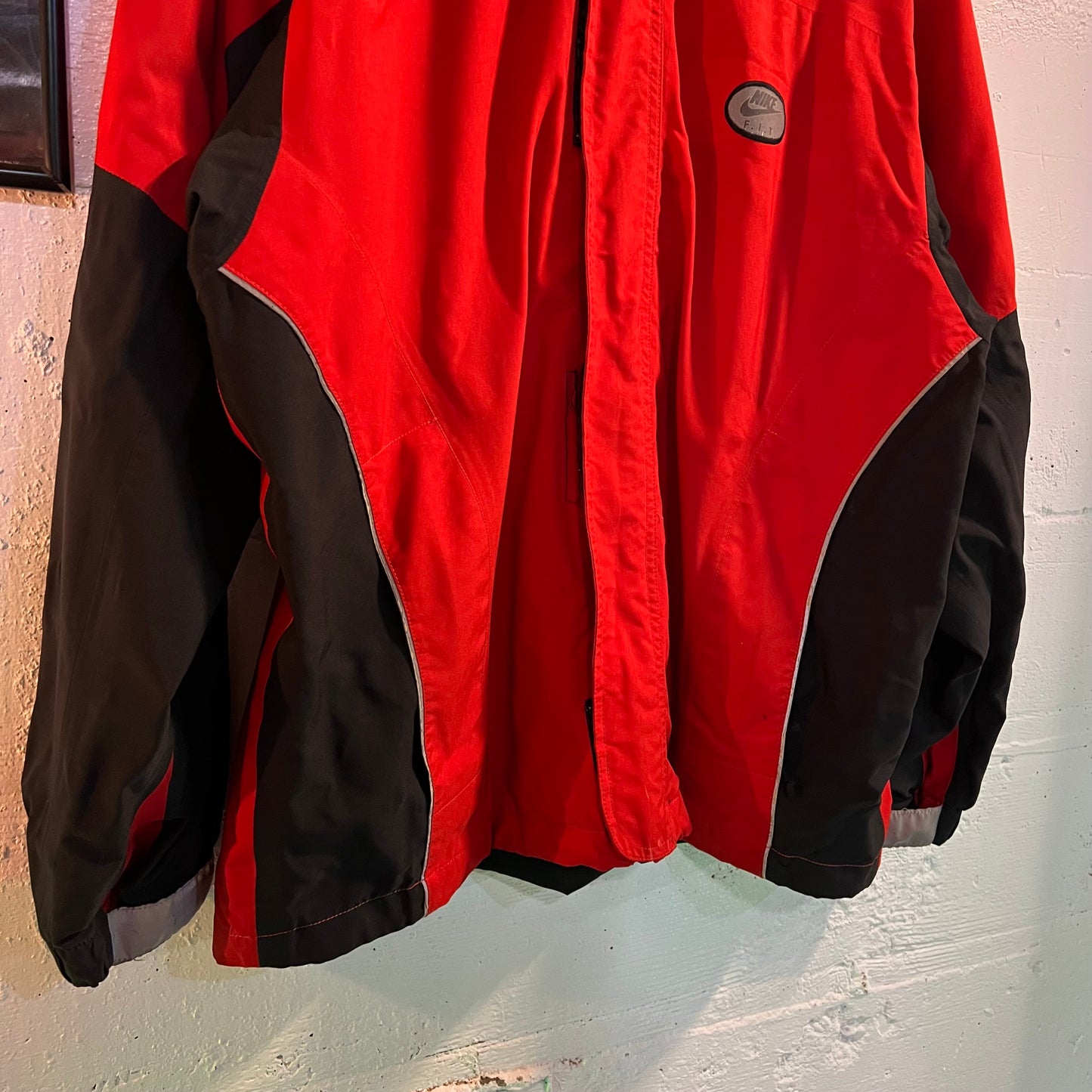 Vintage 90's Nike Fit Reflective Piping Windbreaker Jacket - Size Medium - Red/Black - White Tag