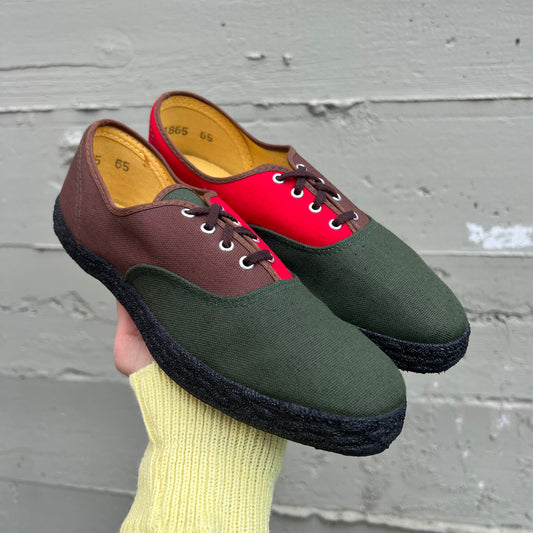 Vintage 60's/70's Colorblocked Canvas CVO (Circular Vamp Oxford) Sneaker - Size 6M/7W - Made In USA - Multicolor