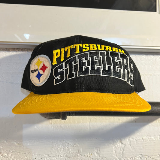 Vintage 90's Pittsburgh Steelers Spellout Snapback Hat - O/S - Black/Yellow