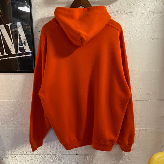 Vintage 90’s Russell Athletic Baseball Hoodie Sweatshirt - Size XL - Orange/Black/White