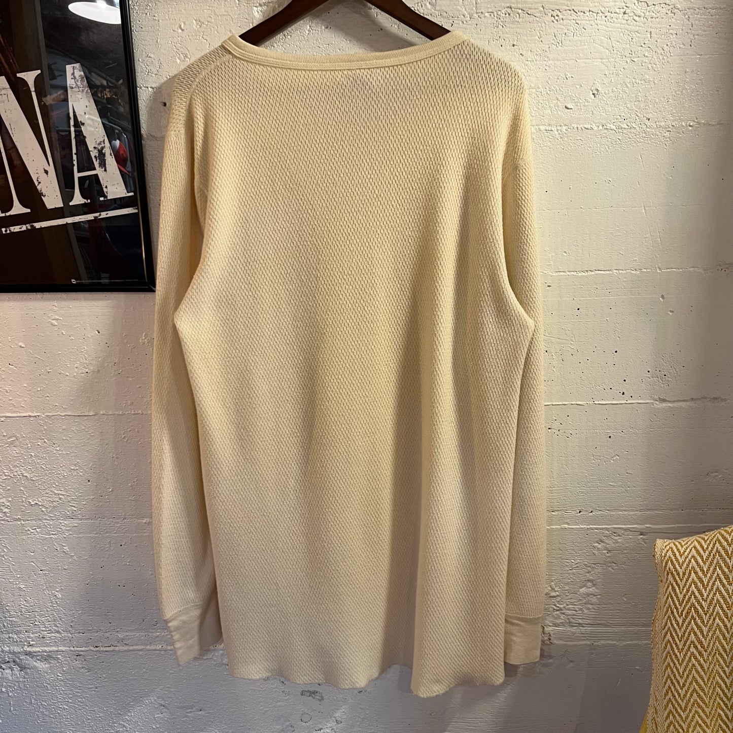 Vintage 1980s St. Johns Bay JCPenney Waffle Knit Long Sleeve  Cotton Thermal Shirt - Size XL - Made In USA - Off-White/Cream
