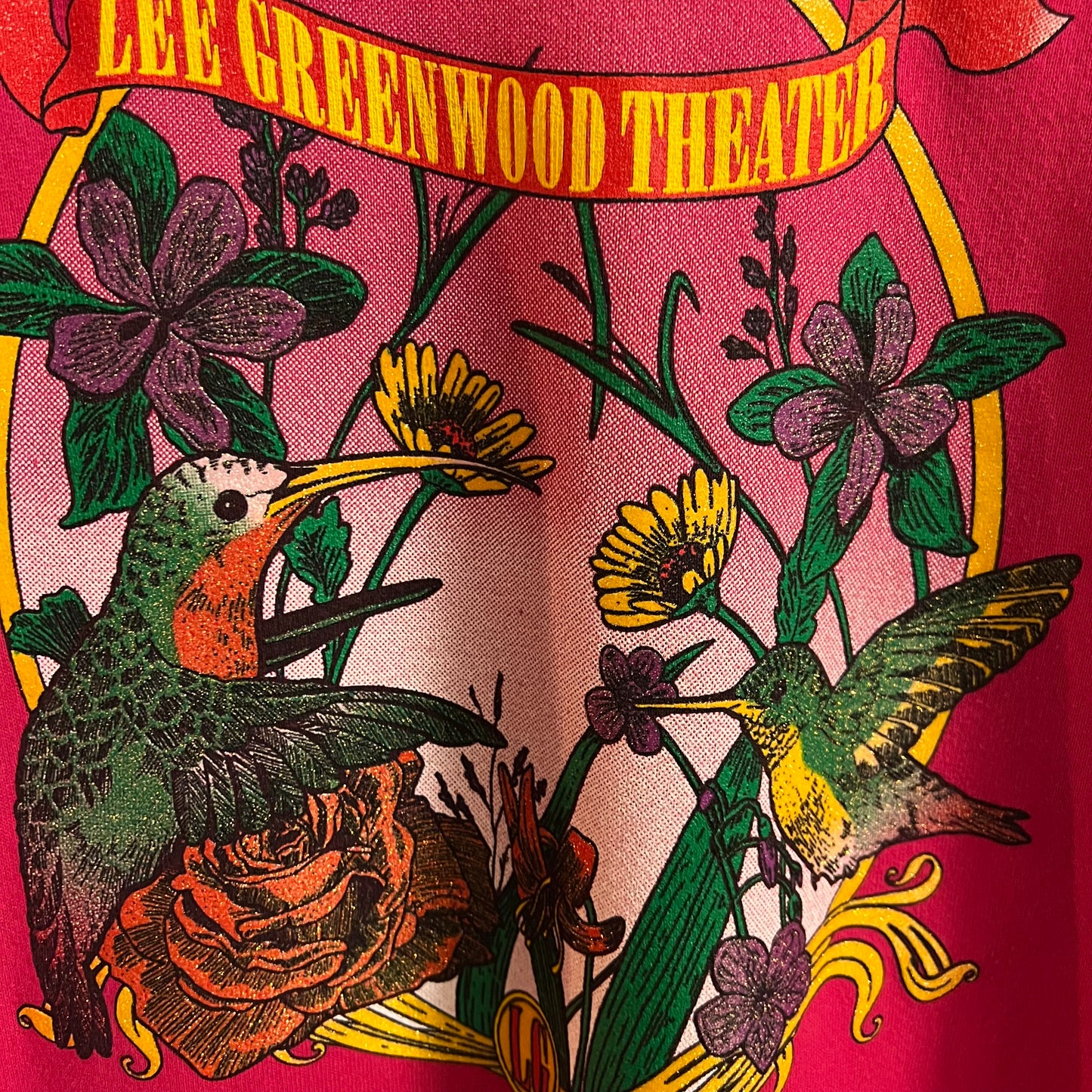 Vintage 90’s Lee Greenwood Theater Sevierville, TN ‘Hummingbird’ Crewneck Sweatshirt - Size XL - Made In USA - Pink/Multi