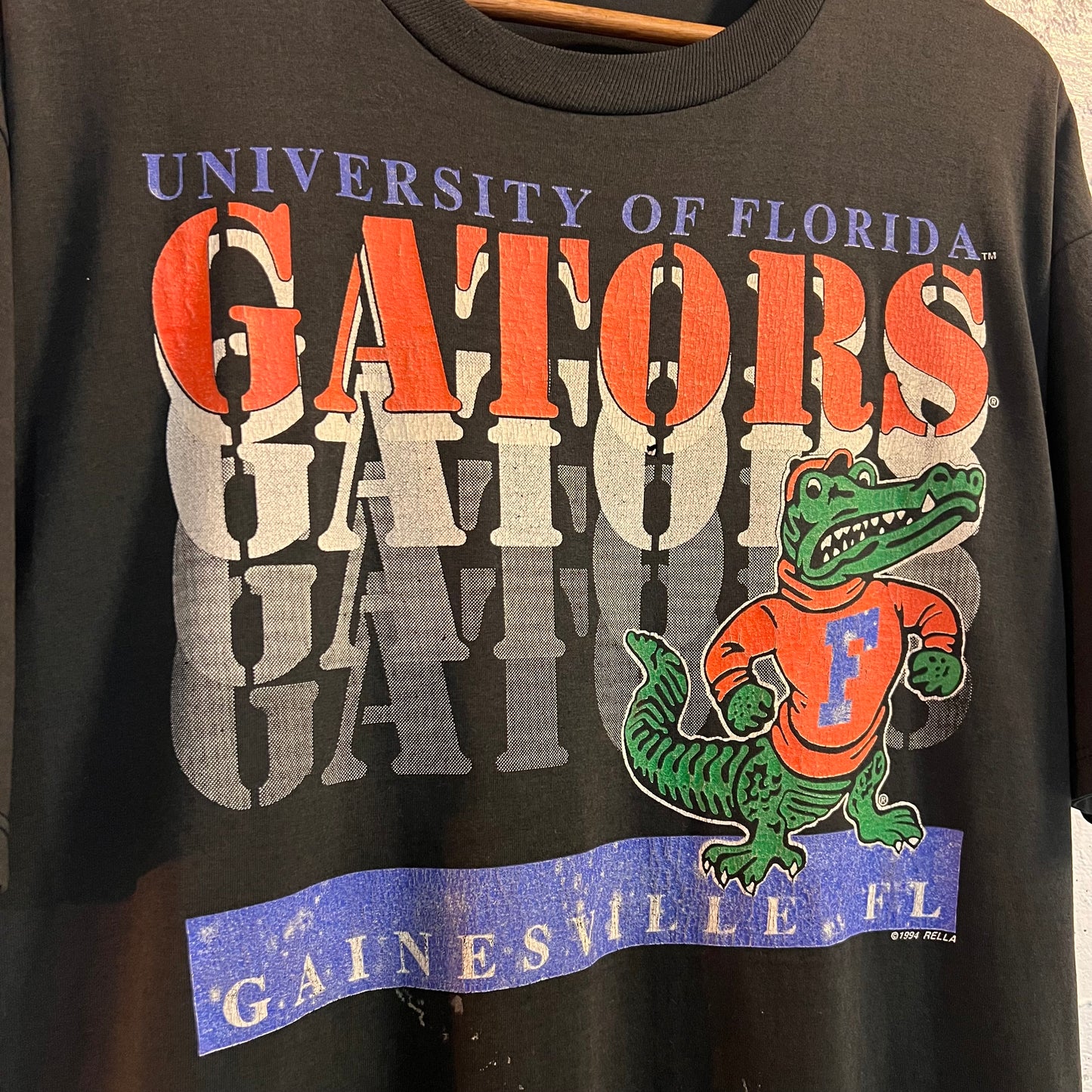 Vintage Distressed 90's University Of Florida Gators Faded Black T-Shirt - Size XL - Made In USA