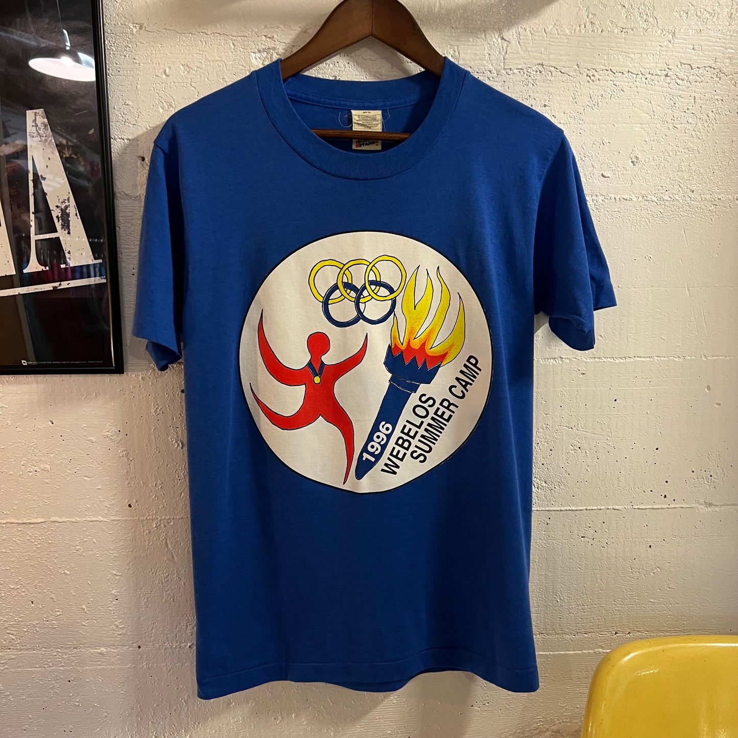 Vintage 1996 Olympic Webelos Summer Camp Single Stitch T-Shirt - Size Small - Made In USA - Blue/Multi