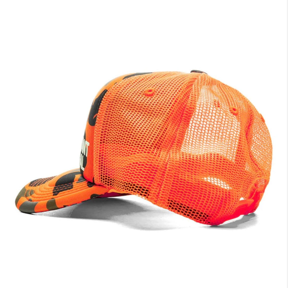 Pleasures 'Illegal' Duck Camo Mesh Back Trucker Hat - O/S - Blaze Orange