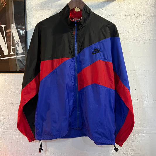 Vintage 90’s Nike Color Blocked Zip-Up Windbreaker Jacket - Size Medium - Black/Blue/Red