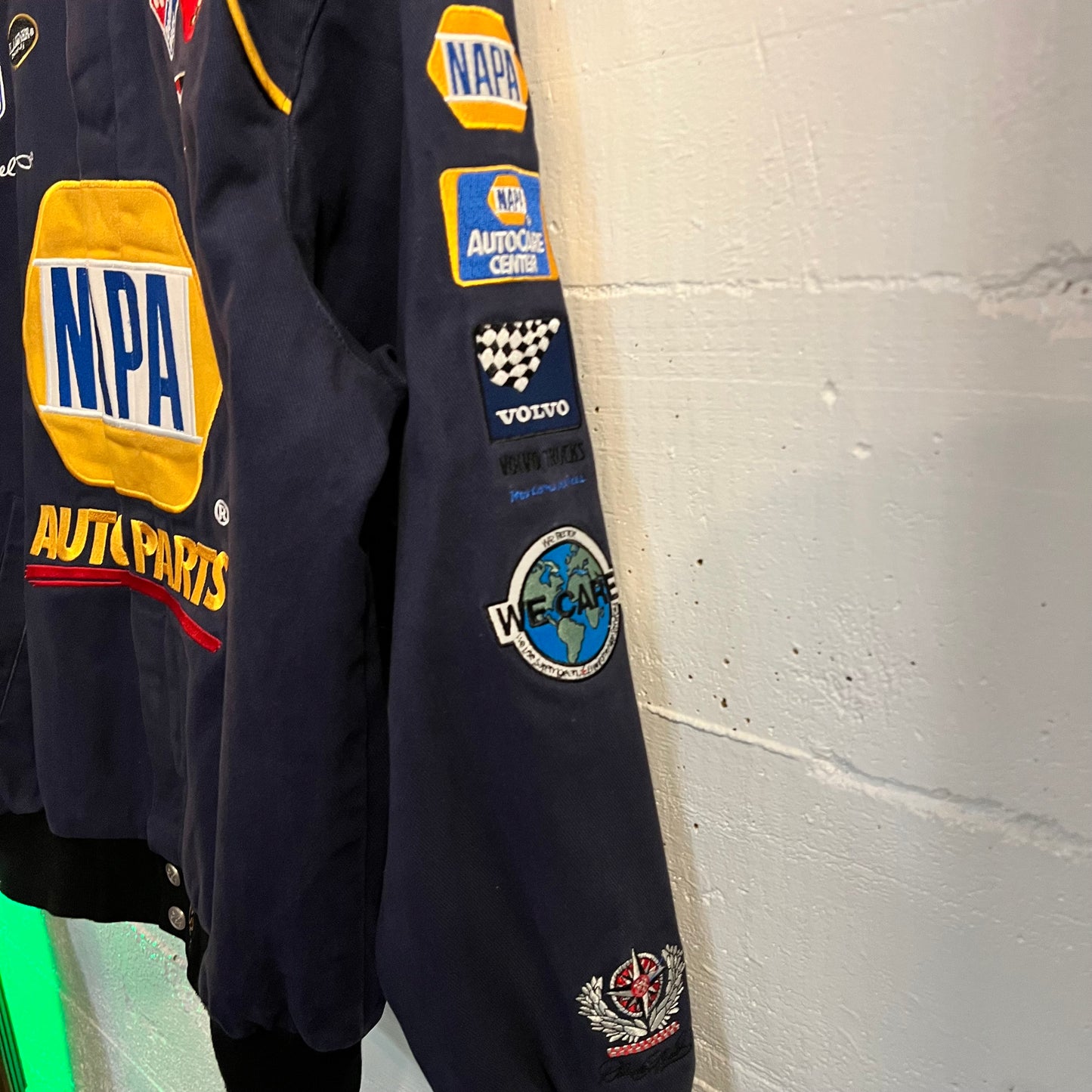 Vintage Chase Authentics Nascar Napa Racing 'Michael Waltrip' Embroidered Jacket - Size Large - Navy/Gold