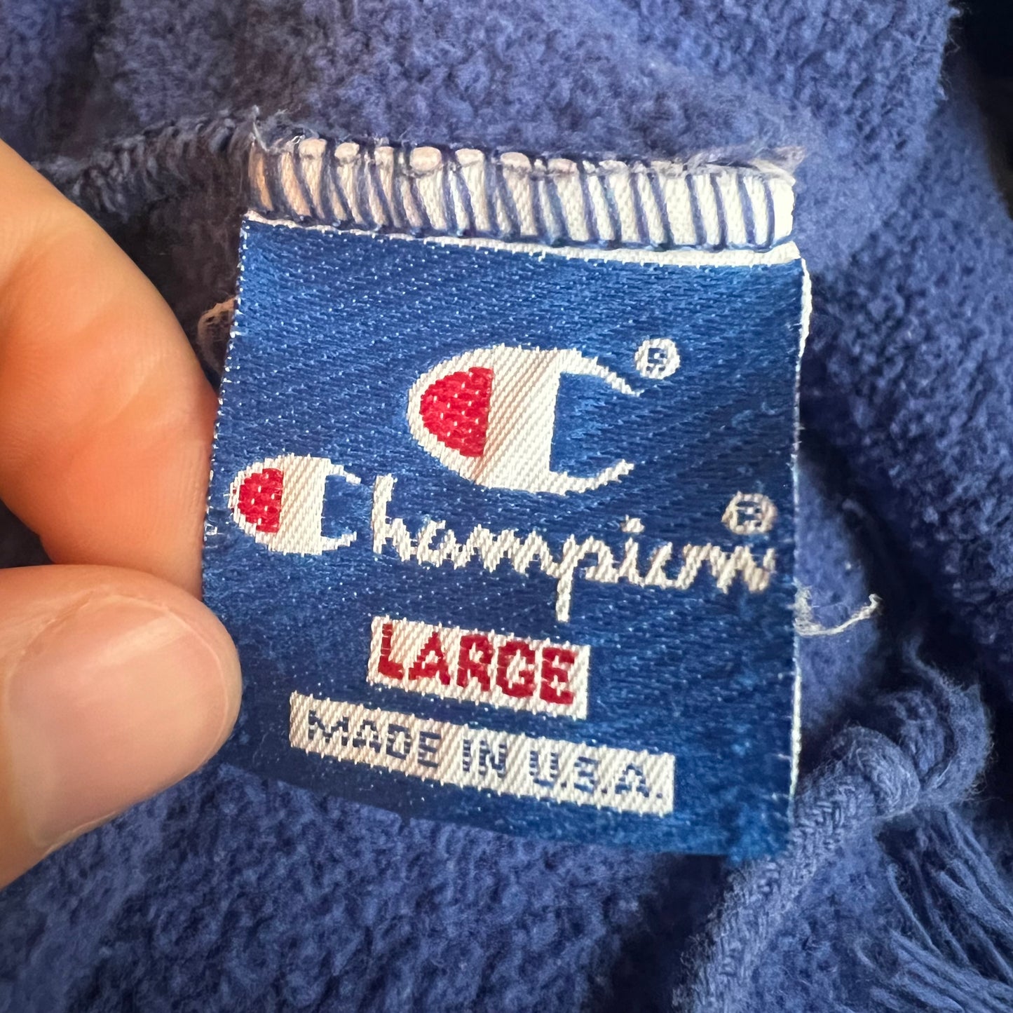 Vintage 80’s Embroidered Champion Heavyweight Sweatpants - Size Large - Made In USA - Royal Blue