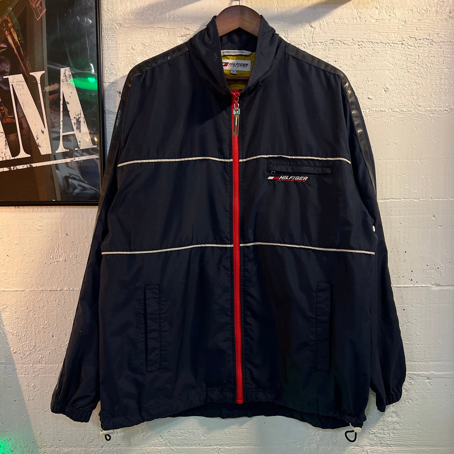 Vintage 90's Tommy Hilfiger Athletics Zip-Up Windbreaker Jacket - Size Medium - Red/Navy/White