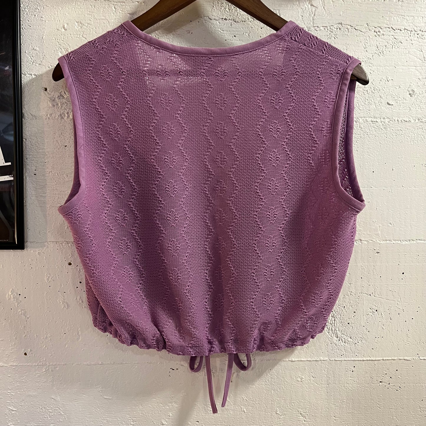 Vintage 1970’s JCPenney Knitted Sweater Cardigan Vest - Size L/XL (14) - Made In USA - Lavender Purple