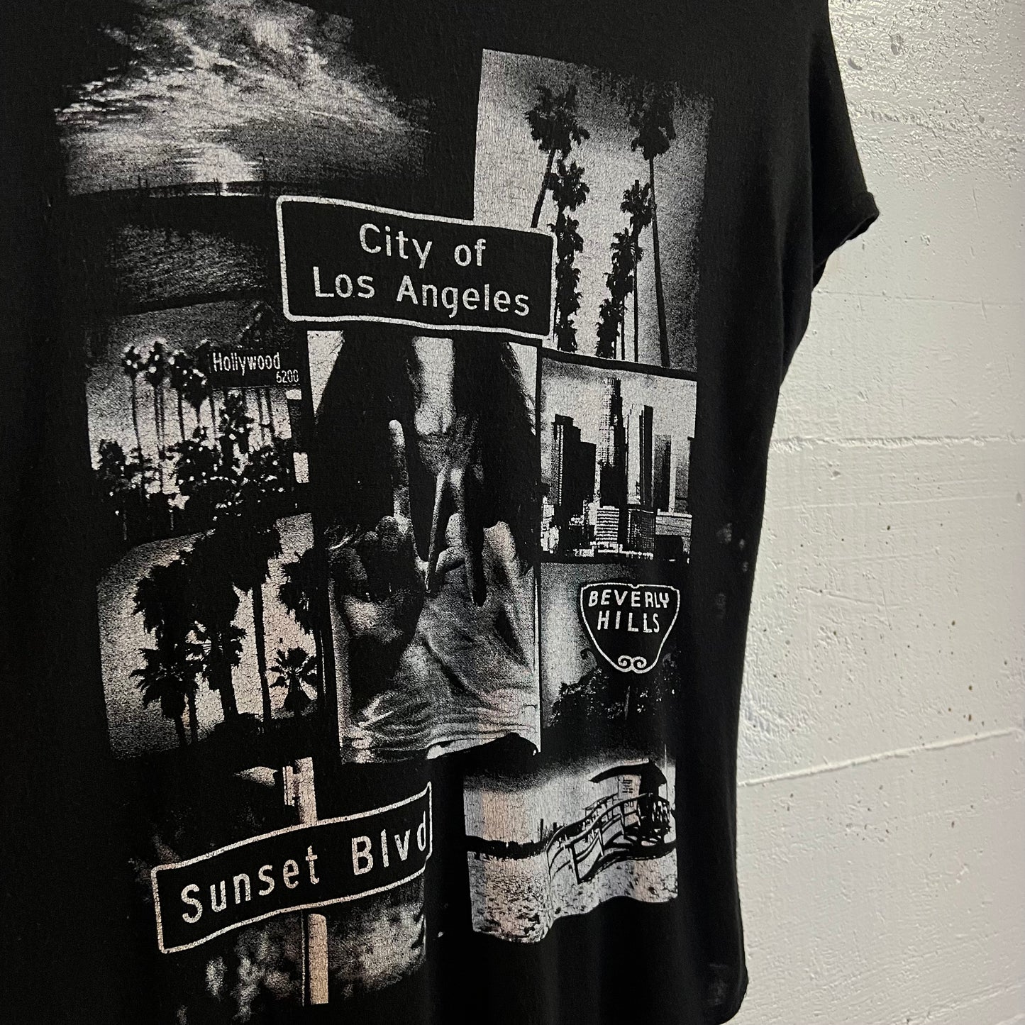 Vintage Y2K Miss Royal T ‘City Of Los Angeles’ Graphic Baby T-Shirt - Size Small - Made In USA - Black/White