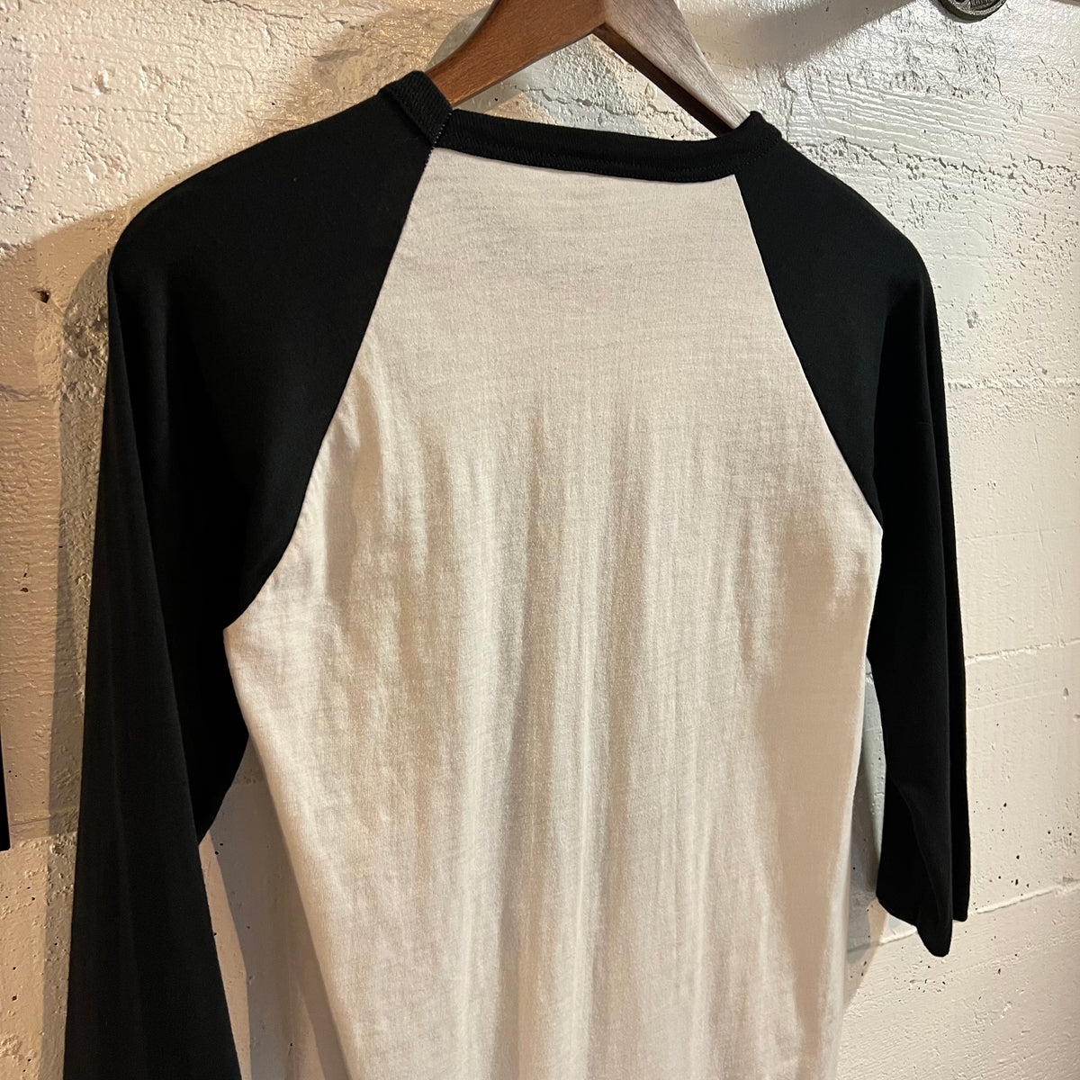 Vintage 1984 Screen Stars Ronnie McDowell Tour Raglan Baseball Single Stitch T-Shirt - Size Small - Made In USA - White/Black