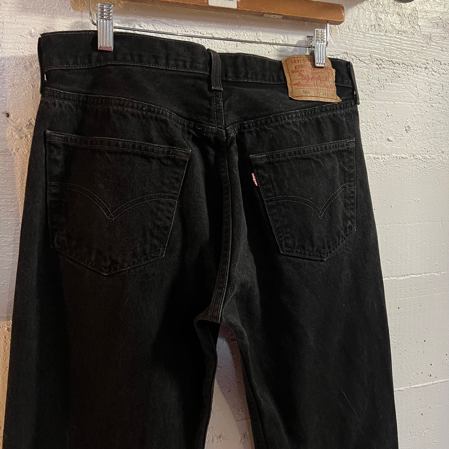 Vintage 90's Levi's 501 Overdyed Black Denim Jeans - Size 33" x 33.5" - Made In USA - Black