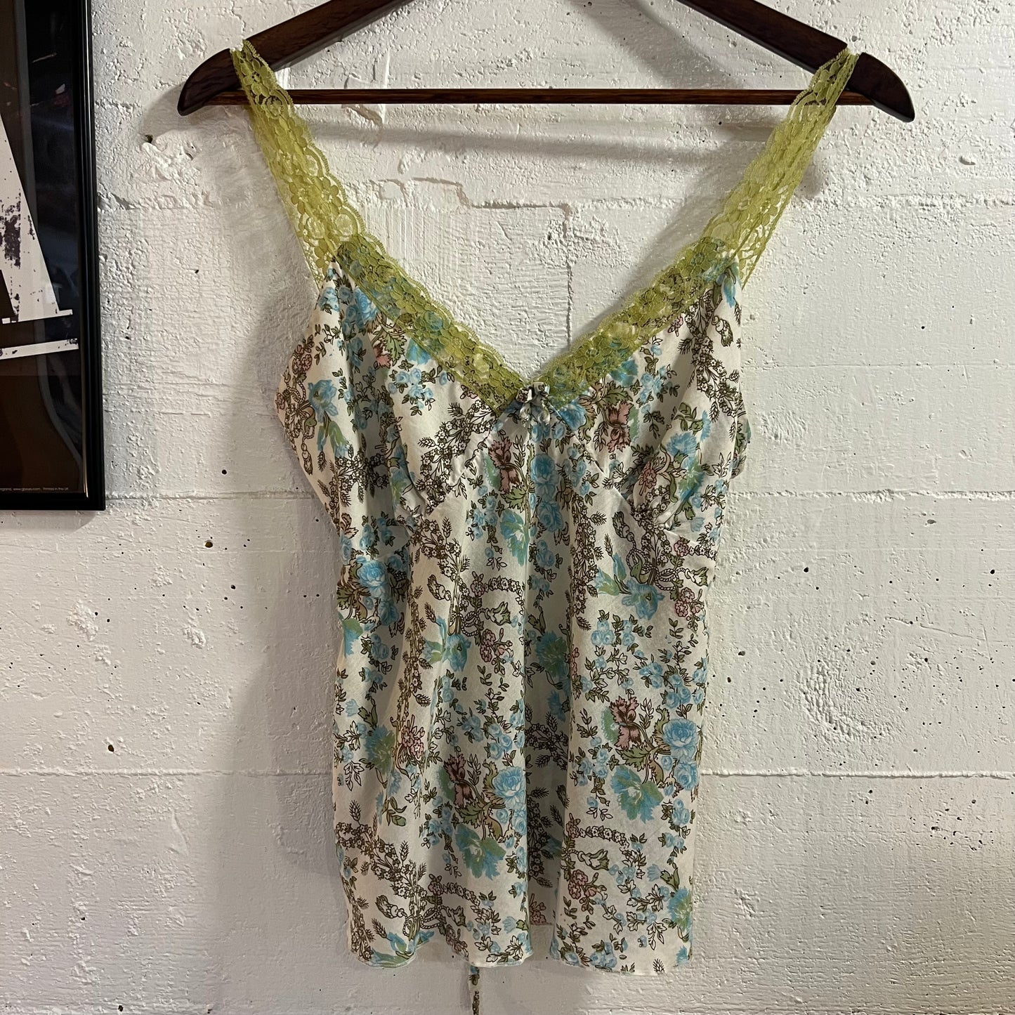 Y2K XXI Lacey Floral Tank Top - Size Small - 100% Cotton - White/Blue/Green/Pink