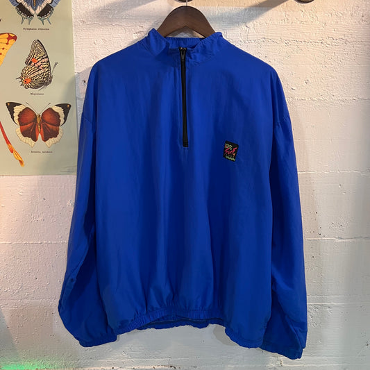 Vintage 90's Surf Style 1/3 Zip Pull Over Blue Windbreaker - Size Large (OSFA) - Made In USA
