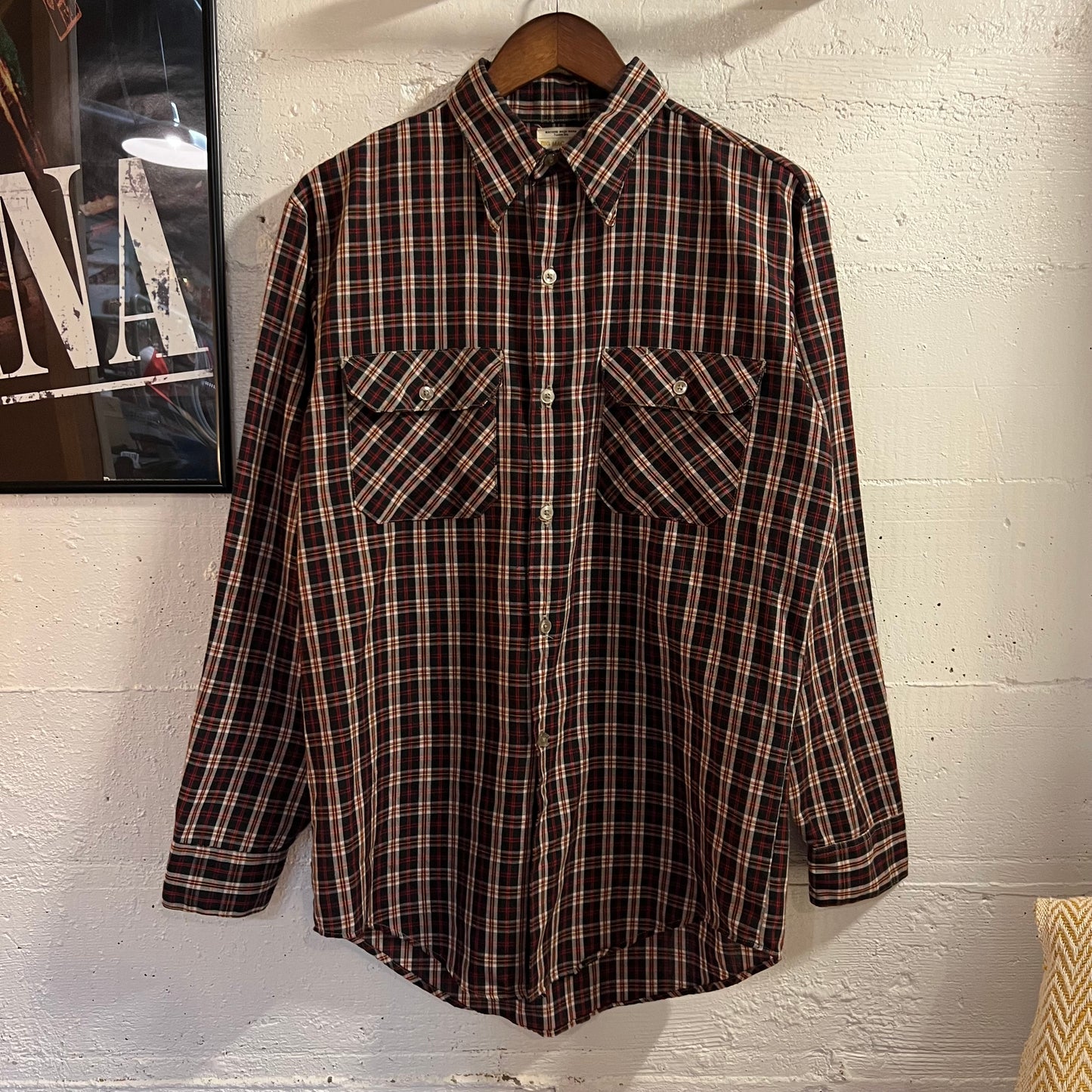 True Vintage 1970's JCPenney's Big Mac Plaid Button Up Flannel Shirt - Size Medium - Made In USA - Red/Navy/White